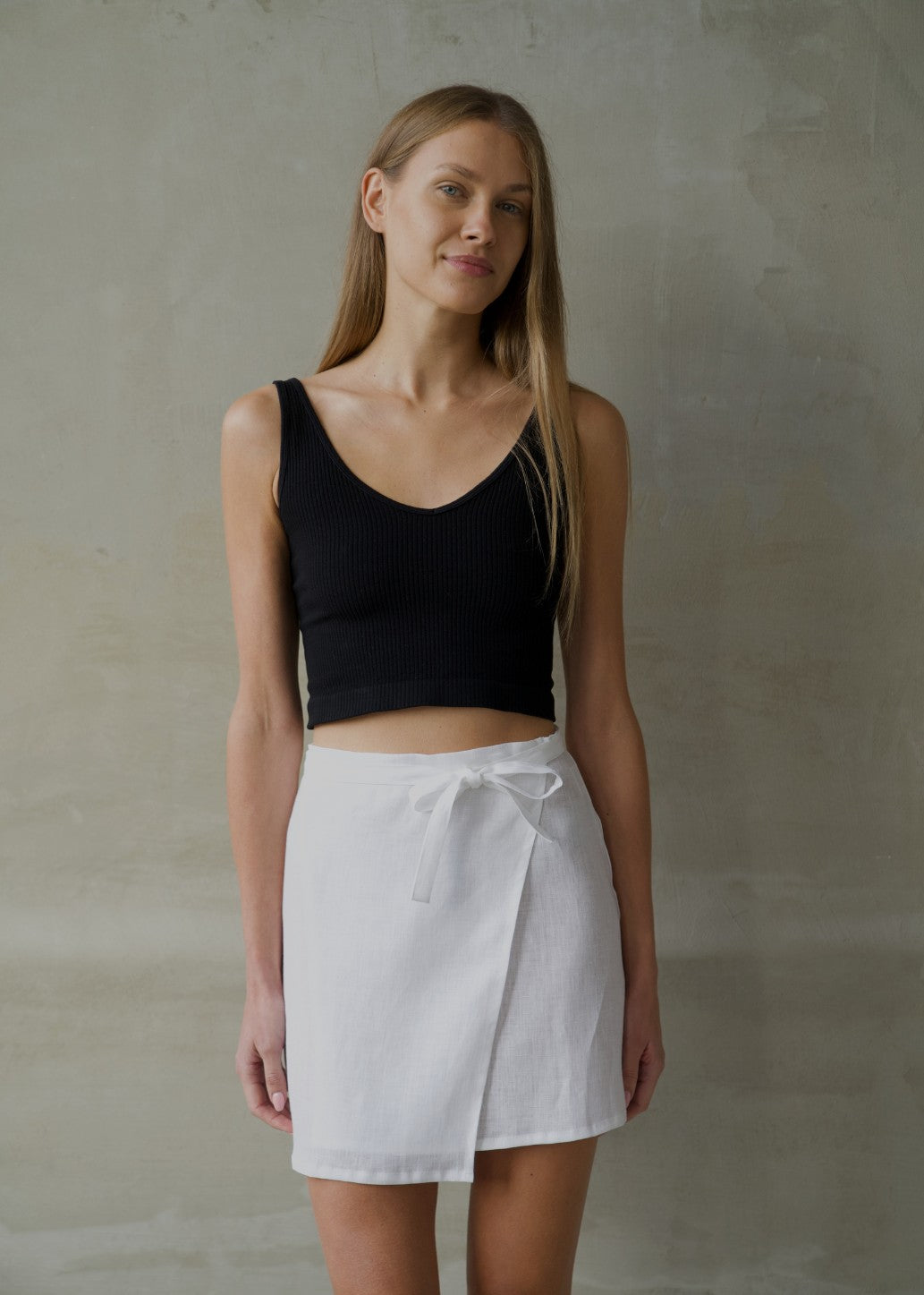 Linen Wrap Skirt - White
