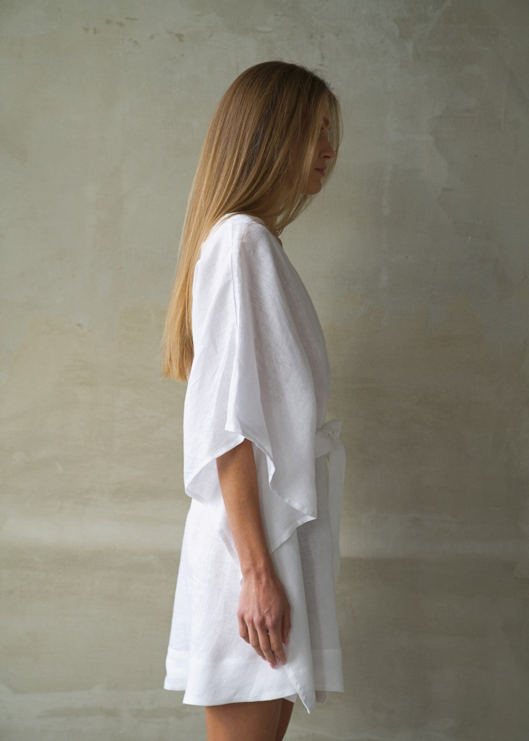 Linen Lounge Robe - White