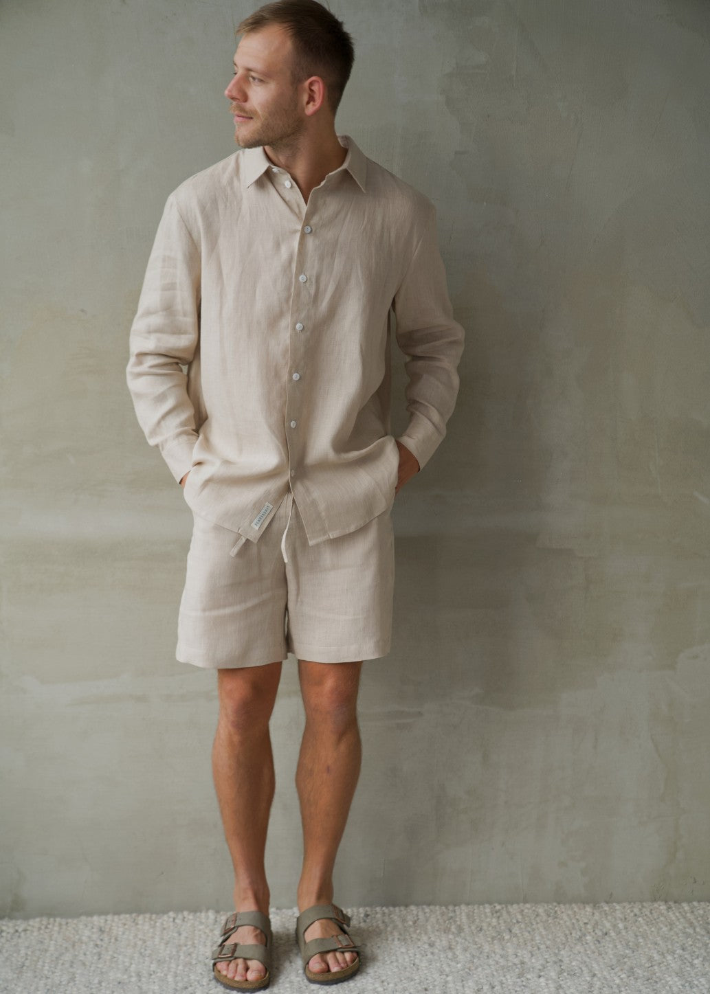 Men's Linen Shorts - Beige