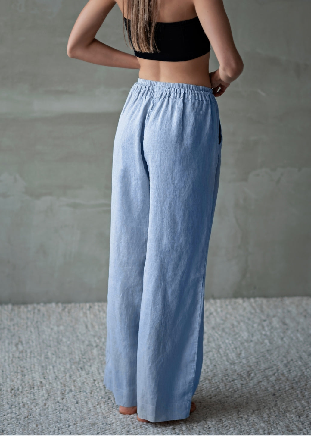 Linen Lounge Pants - Blue