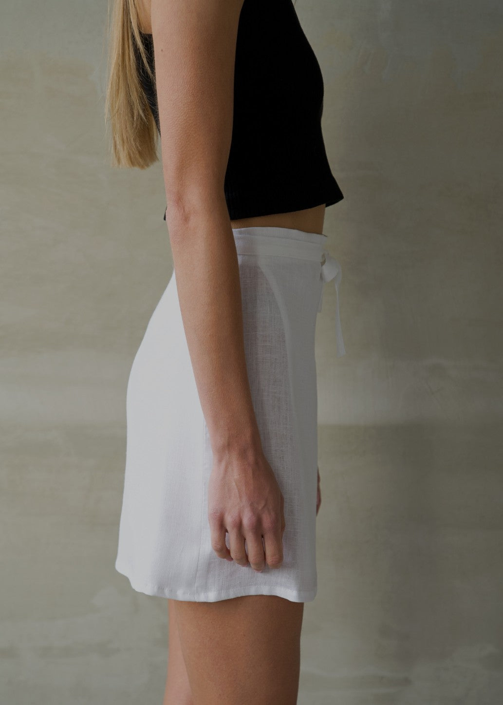 Linen Wrap Skirt - White
