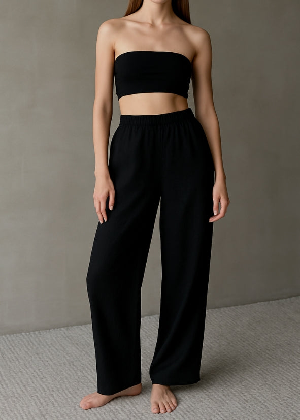 Linen Lounge Pants - Black