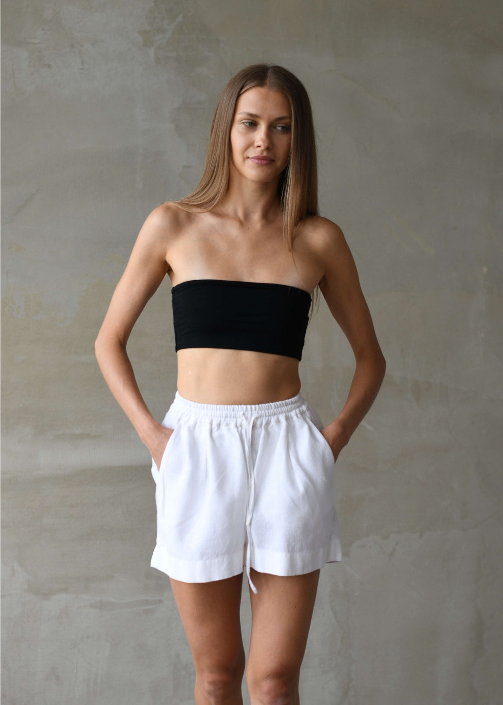 Linen Lounge Shorts - White
