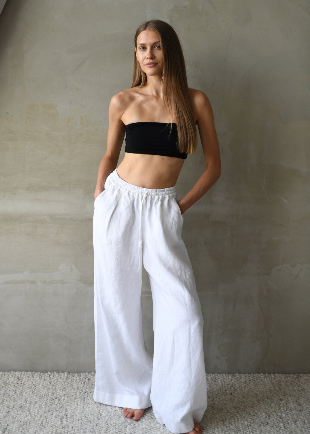 Linen Lounge Pants - White
