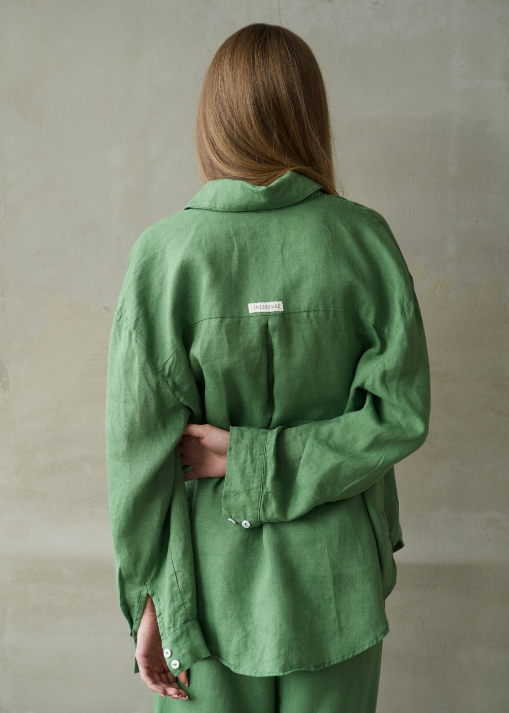Oversized Linen Shirt - Emerald Green