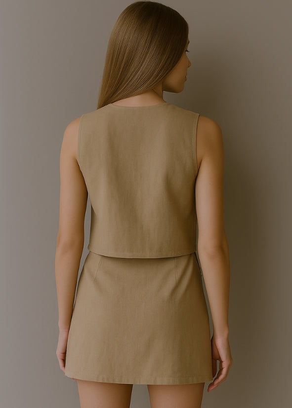 Linen Wrap Skirt - Beige