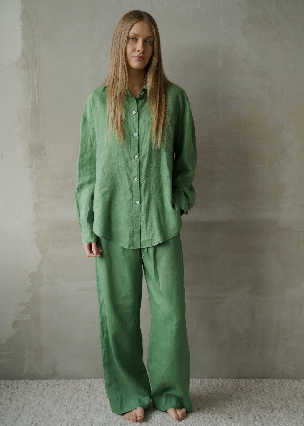 Linen Lounge Pants - Emerald Green