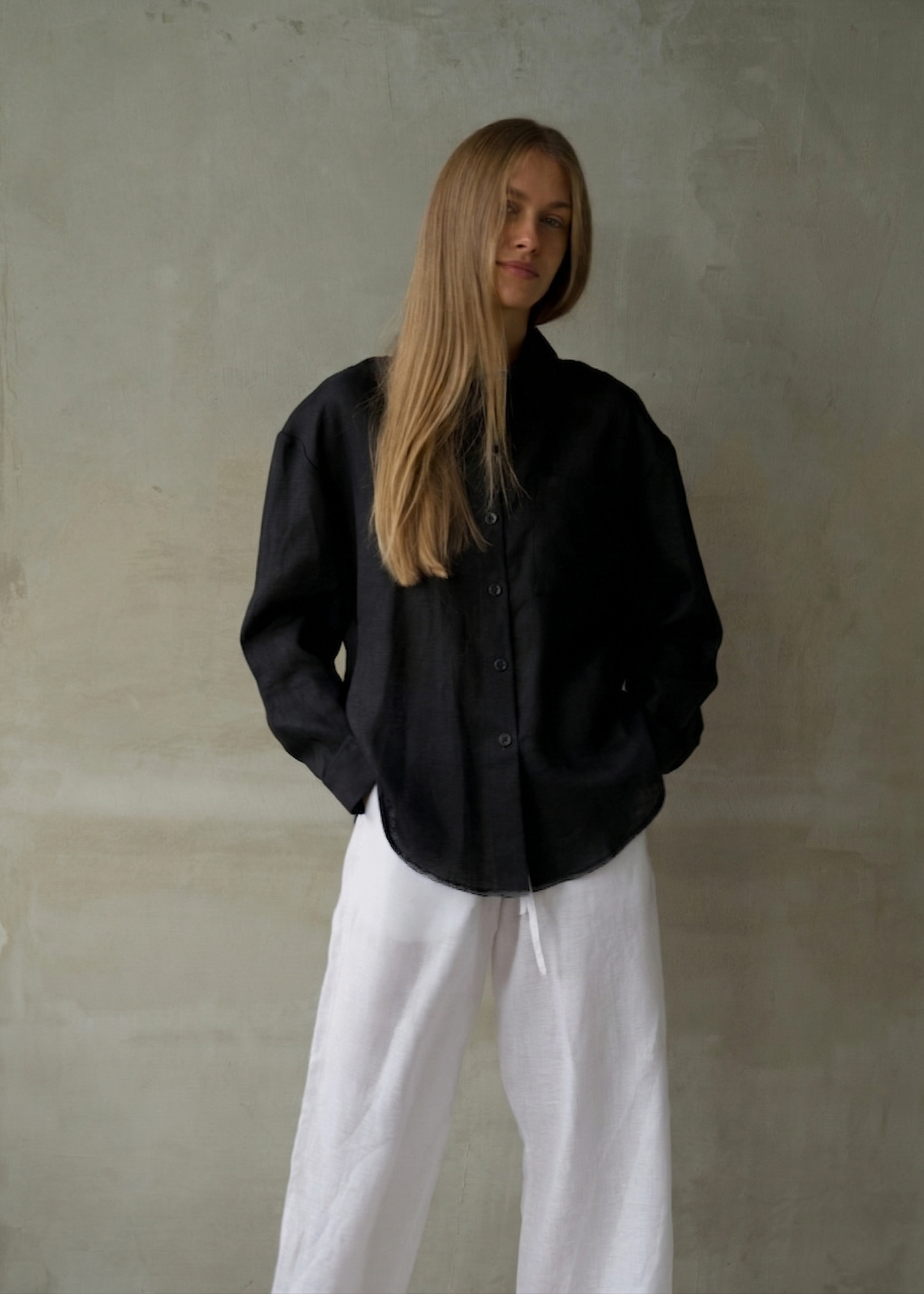 Oversized Linen Shirt - Black