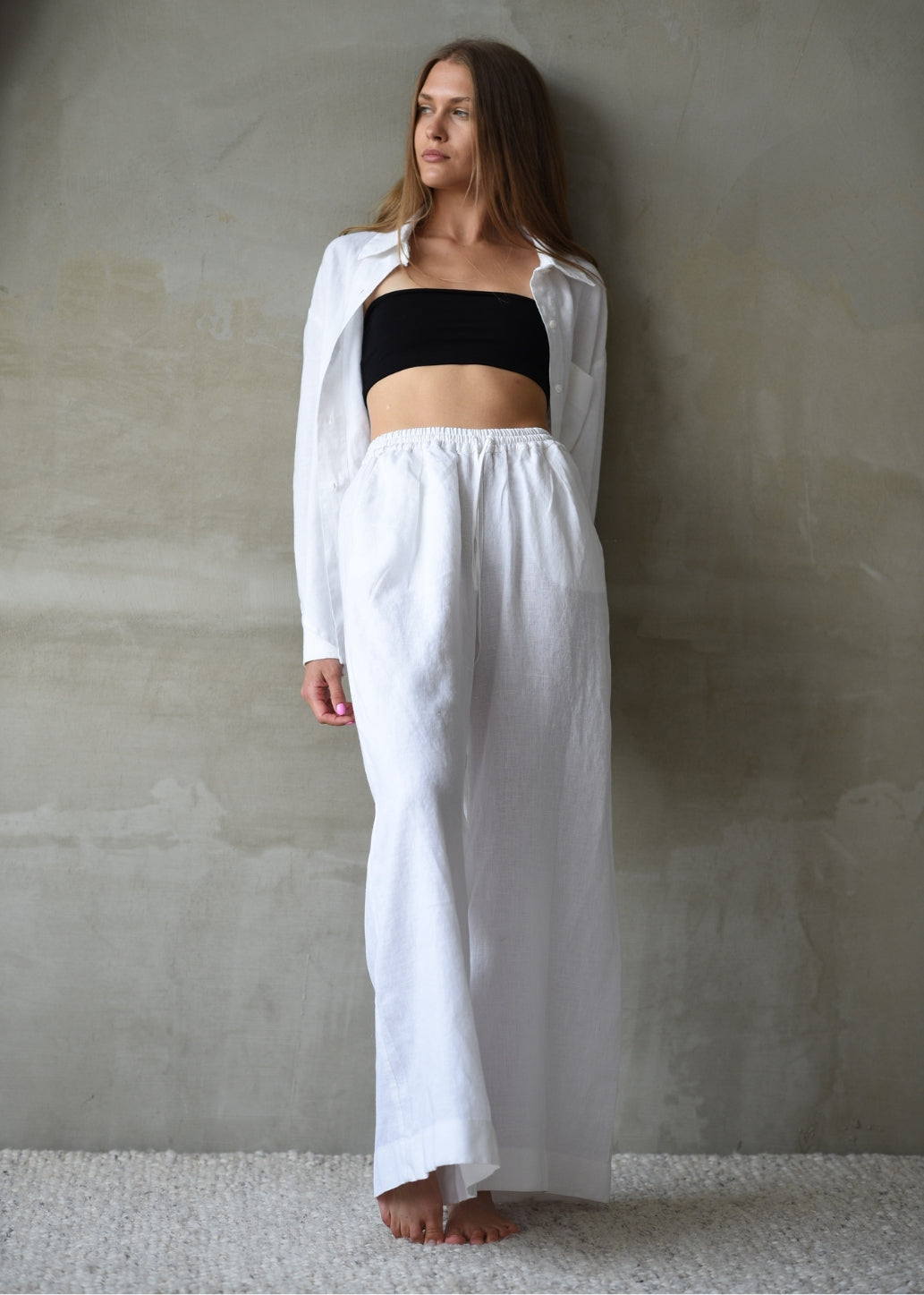 Linen Lounge Pants - White