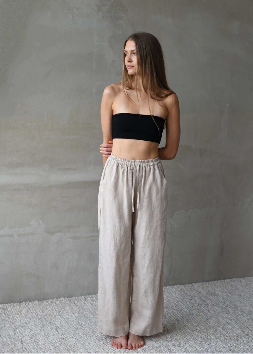 Linen Lounge Pants - Beige