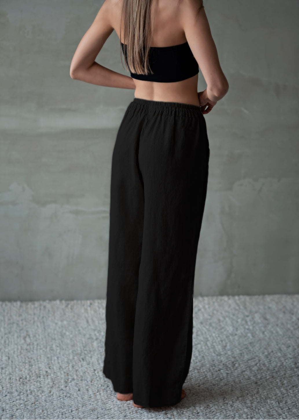 Linen Lounge Pants - Black