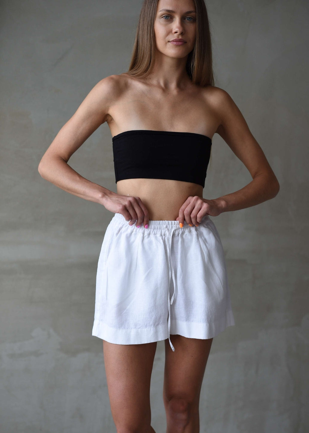 Linen Lounge Shorts - White