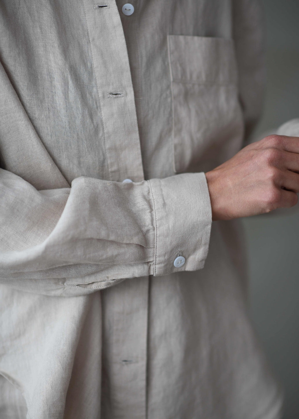 Oversized Linen Shirt - Beige