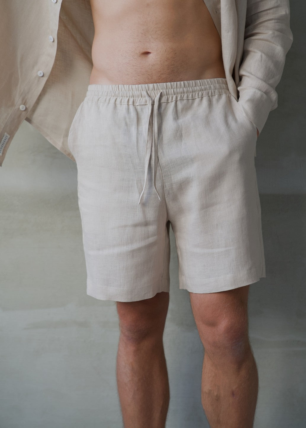 Men's Linen Shorts - Beige