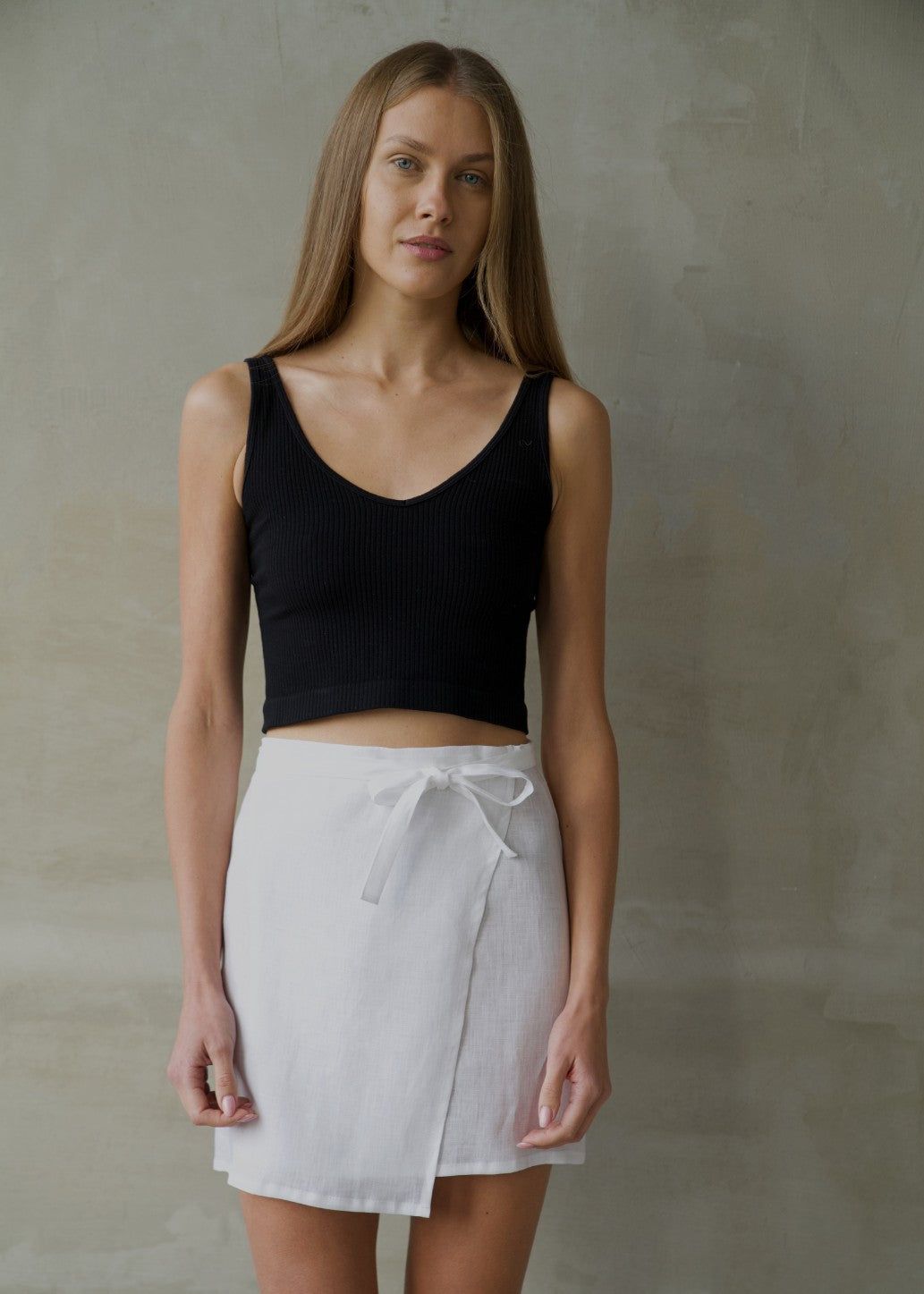Linen Wrap Skirt - White
