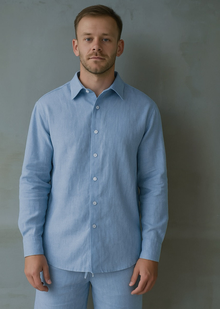 Men's Linen Shirt - Blue