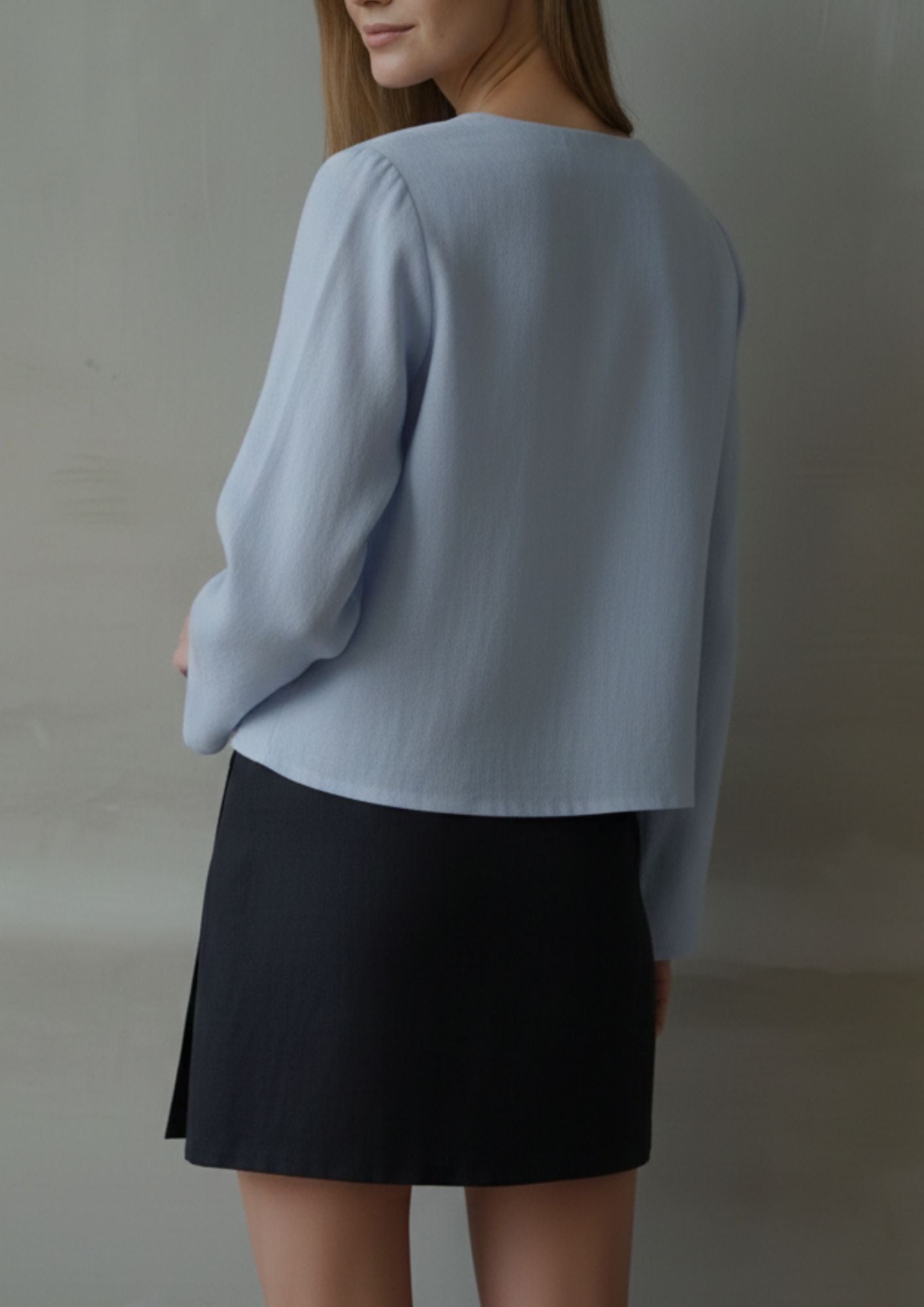 Linen Tie Front Top - Blue