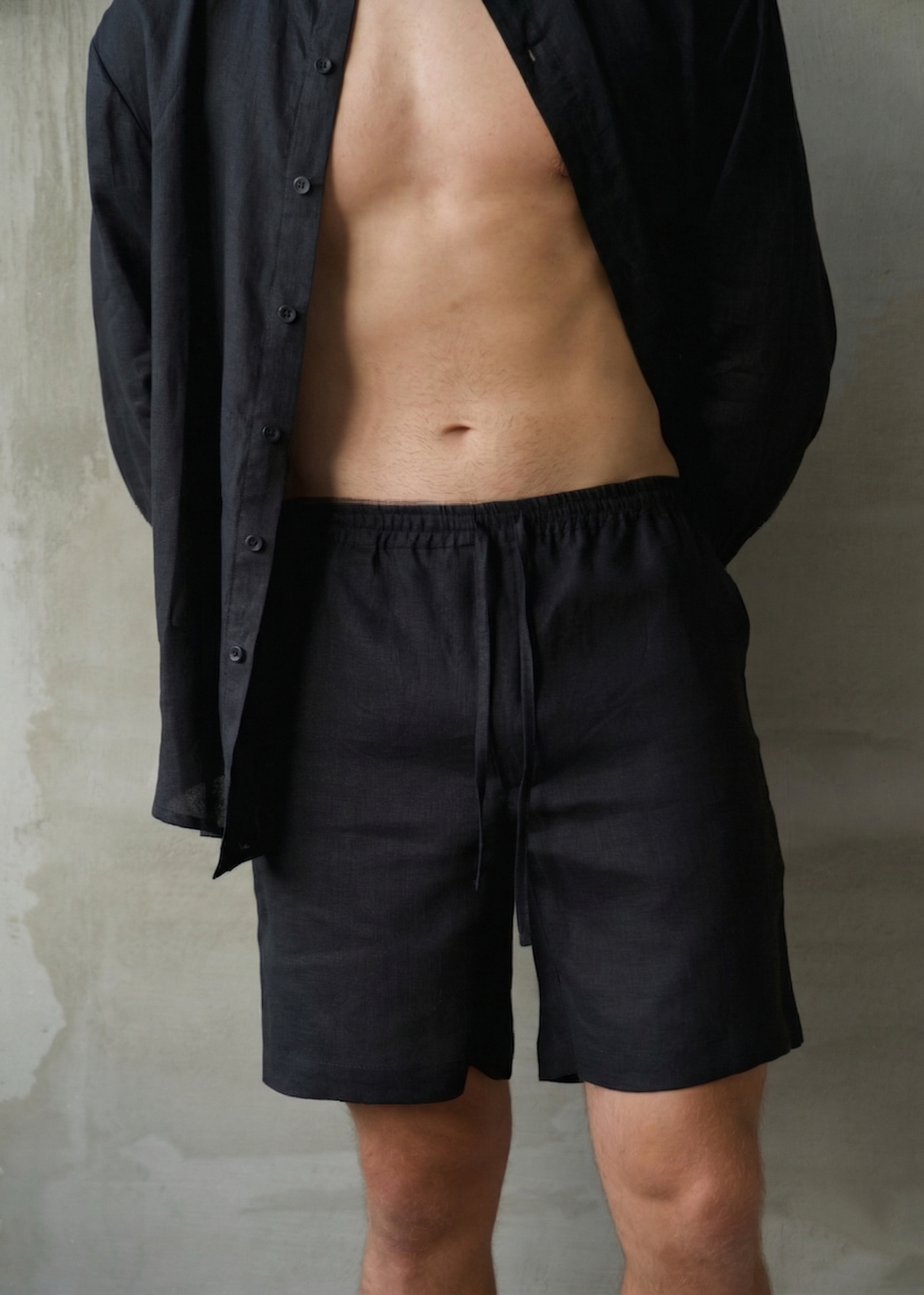 Men's Linen Shorts - Black