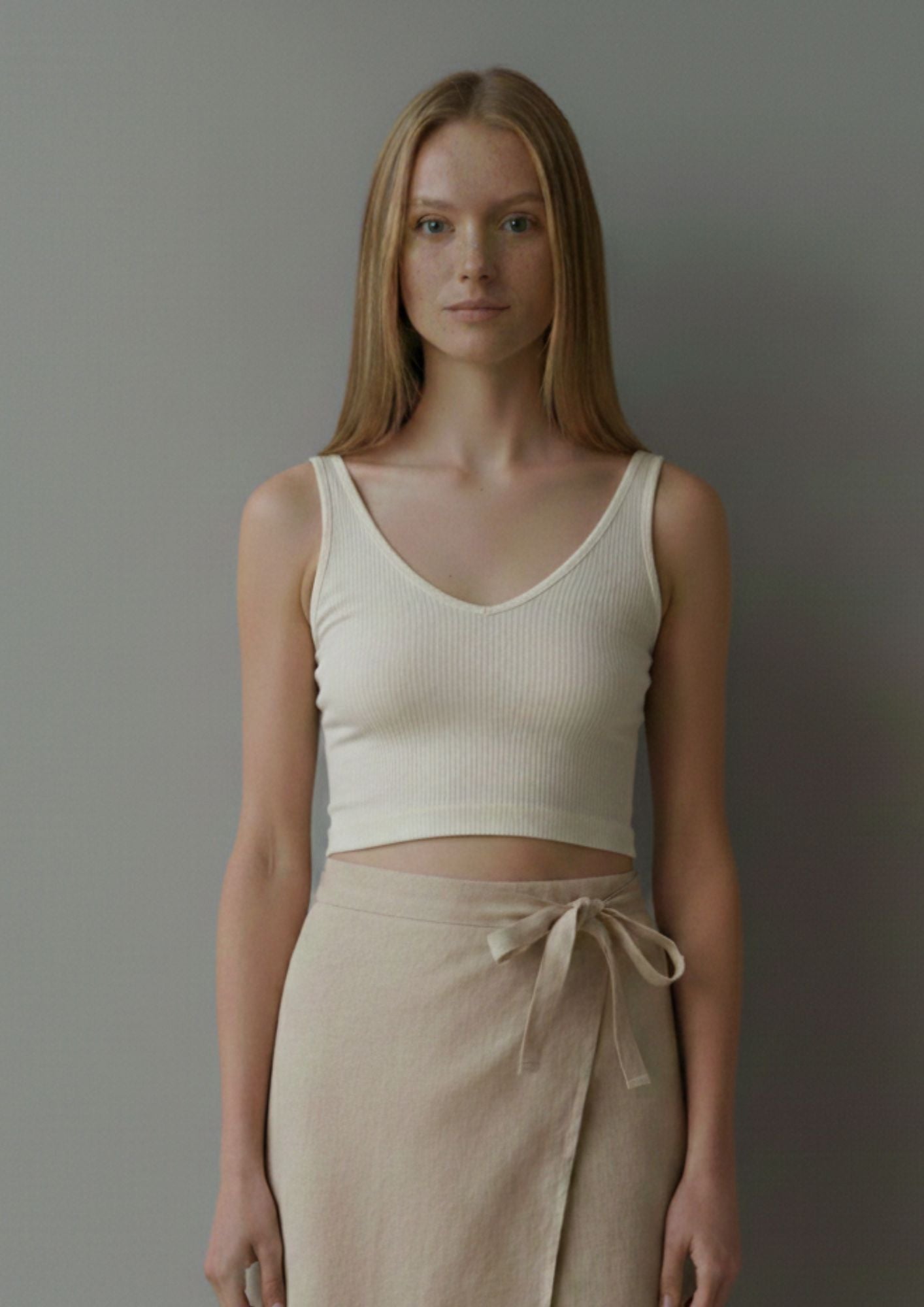 Linen Wrap Skirt - Beige