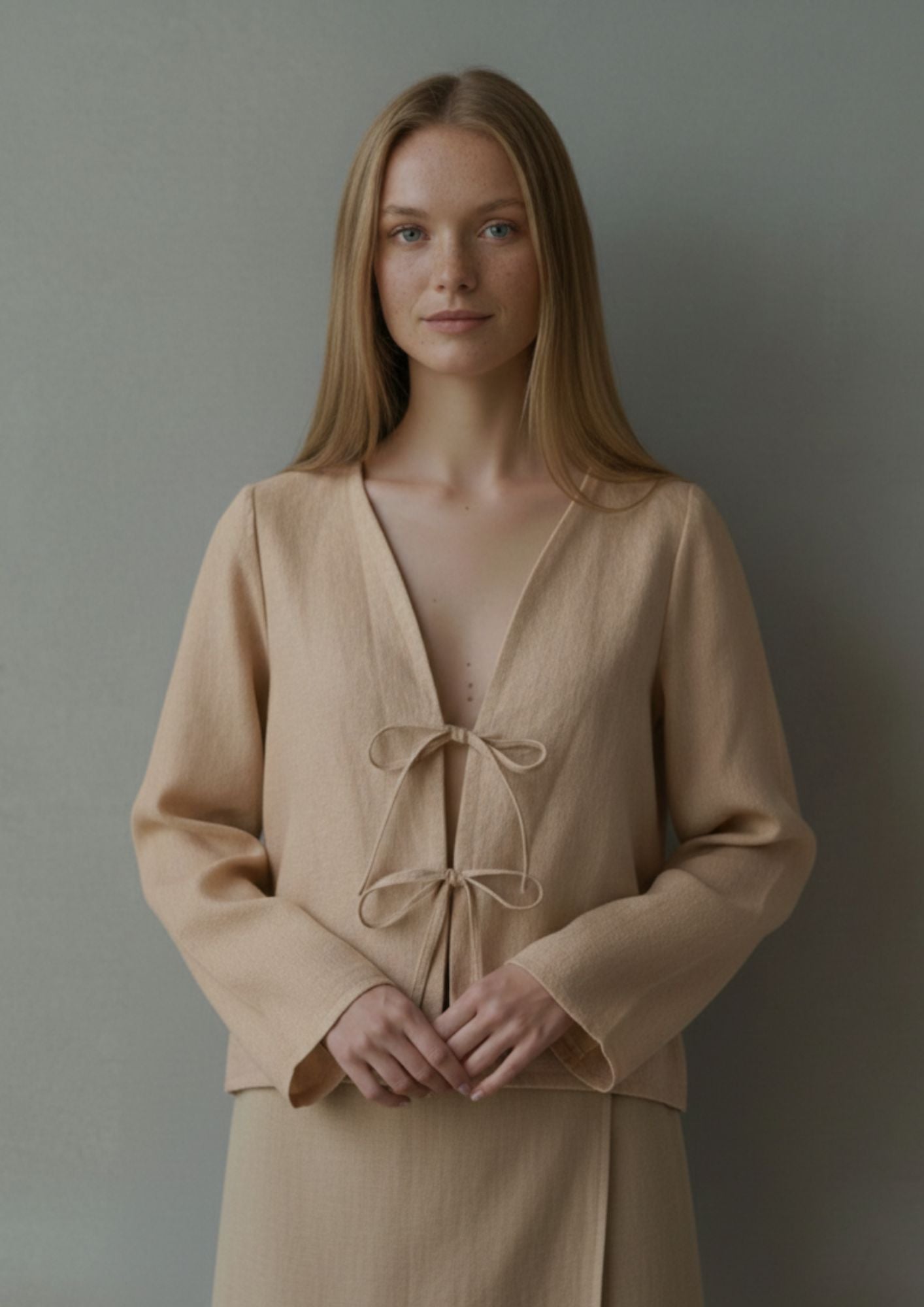 Linen Wrap Skirt - Beige