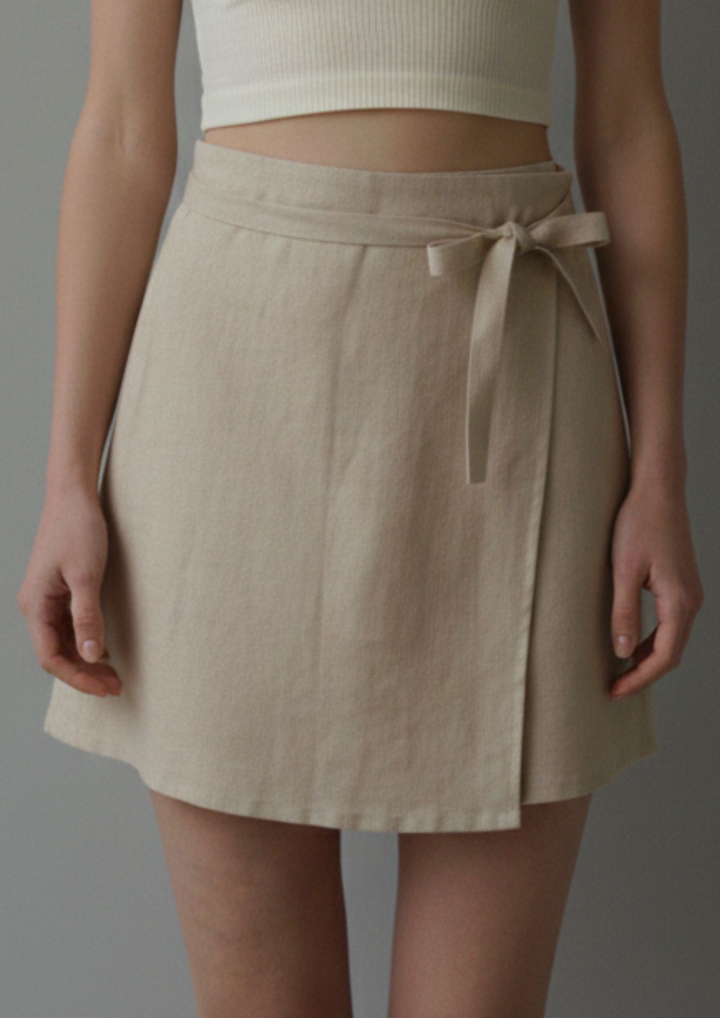 Linen Wrap Skirt - Beige