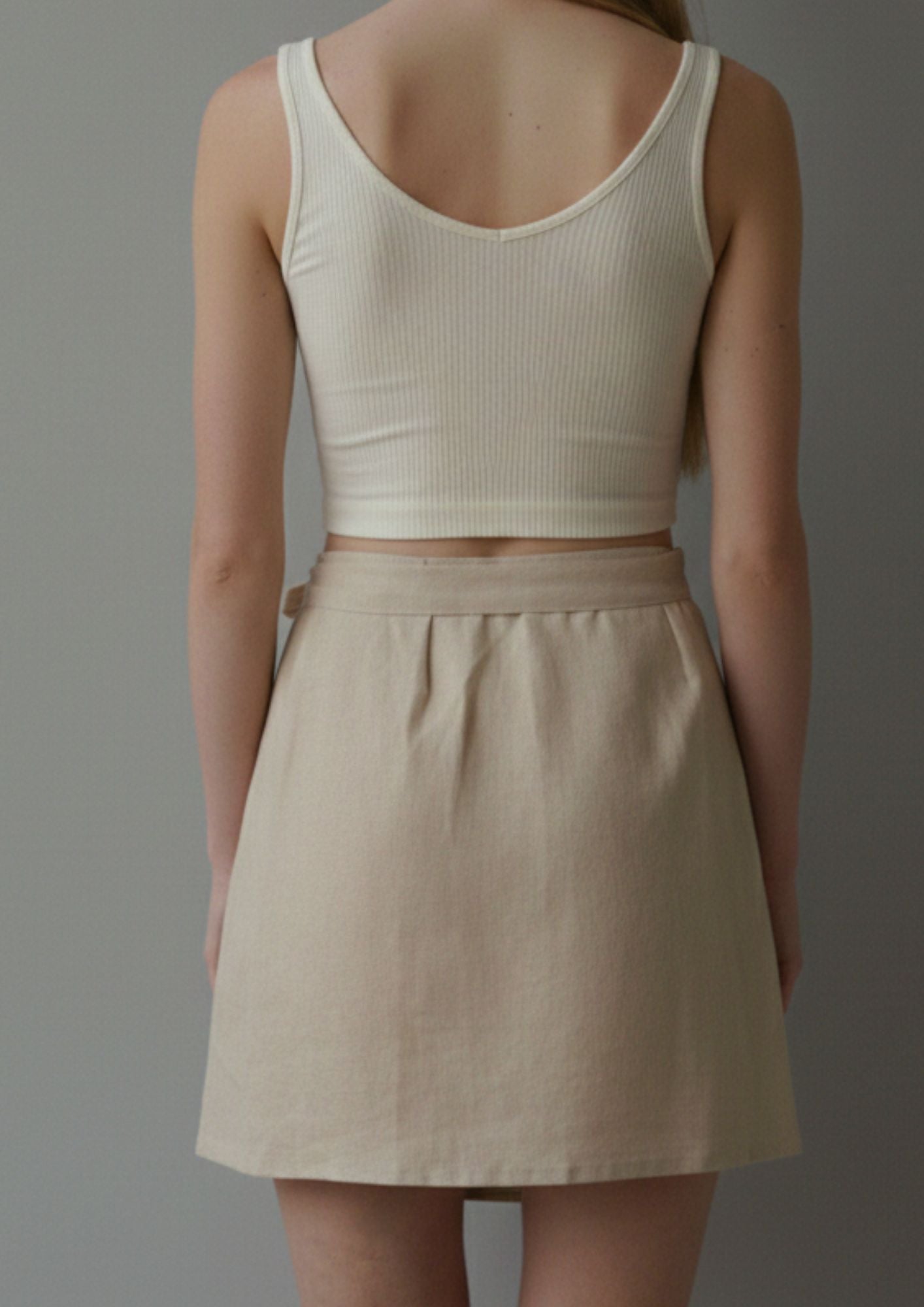 Linen Wrap Skirt - Beige
