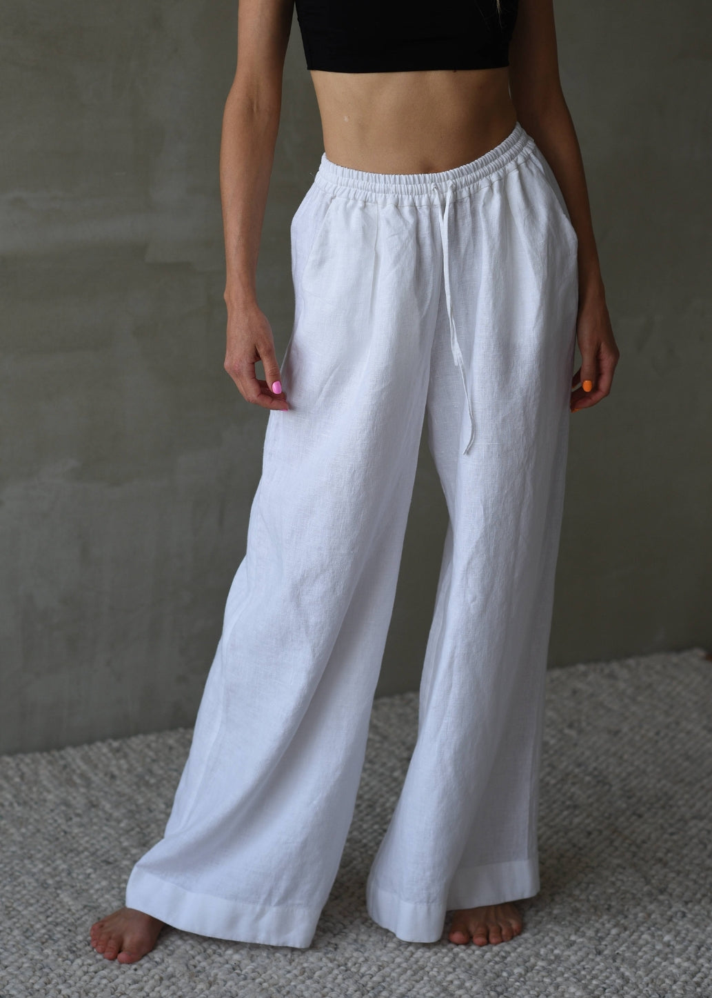 Linen Lounge Pants - White