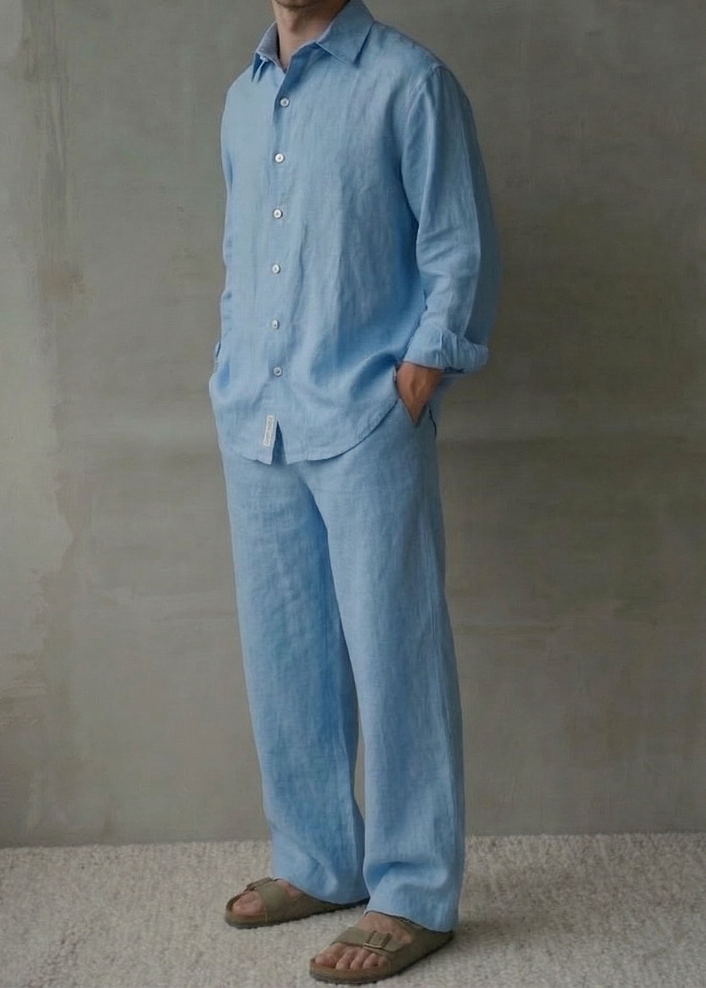 Men's Linen Pants - Blue