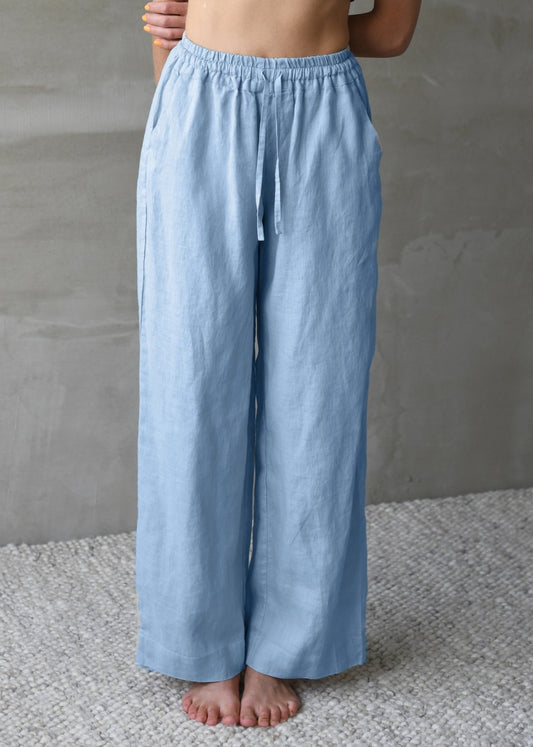 Linen Lounge Pants - Blue