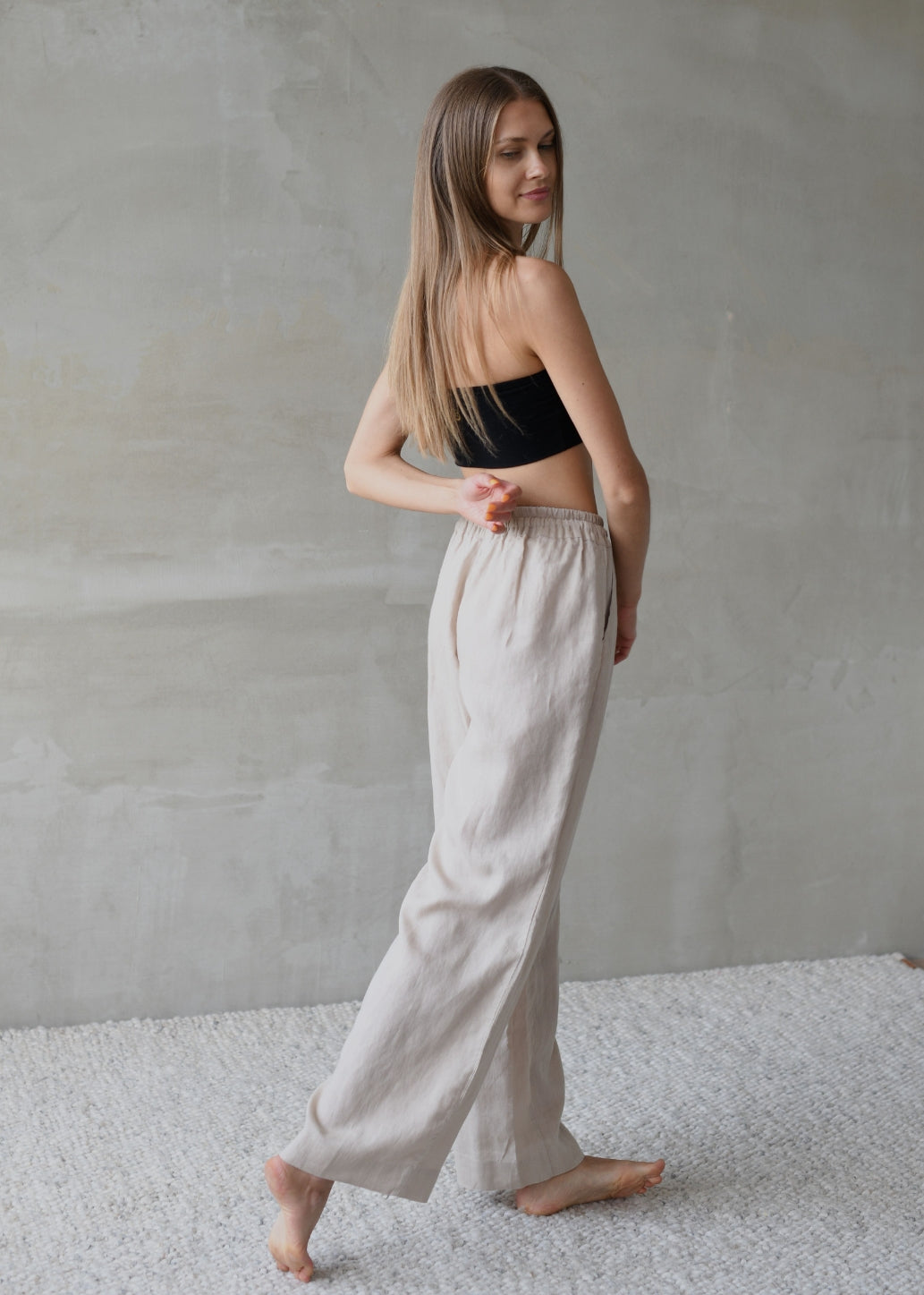 Linen Lounge Pants - Beige