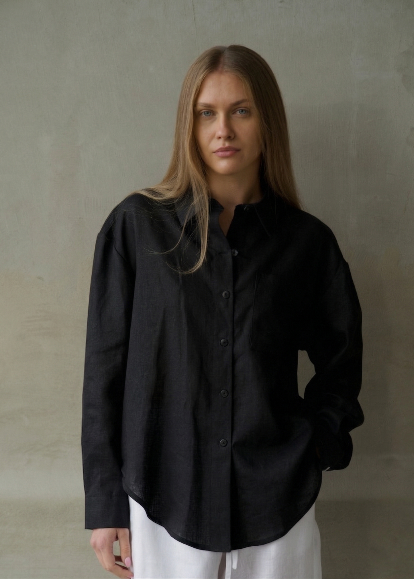 Oversized Linen Shirt - Black