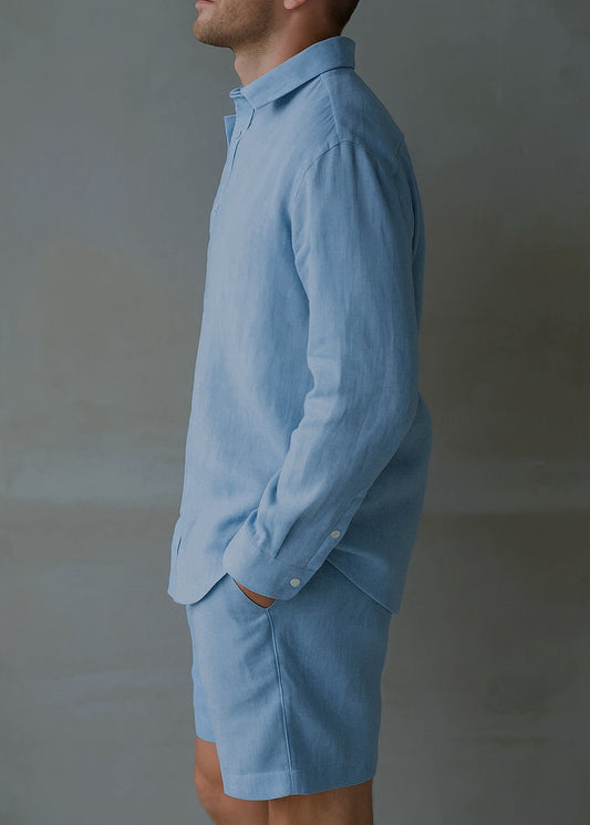 Men's Linen Shirt - Blue
