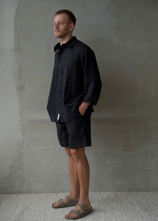 Men's Linen Shirt - Black