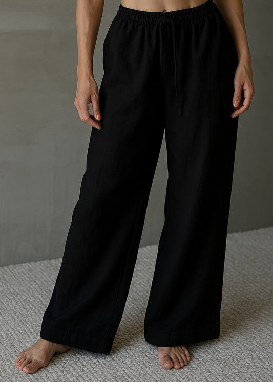 Linen Lounge Pants - Black