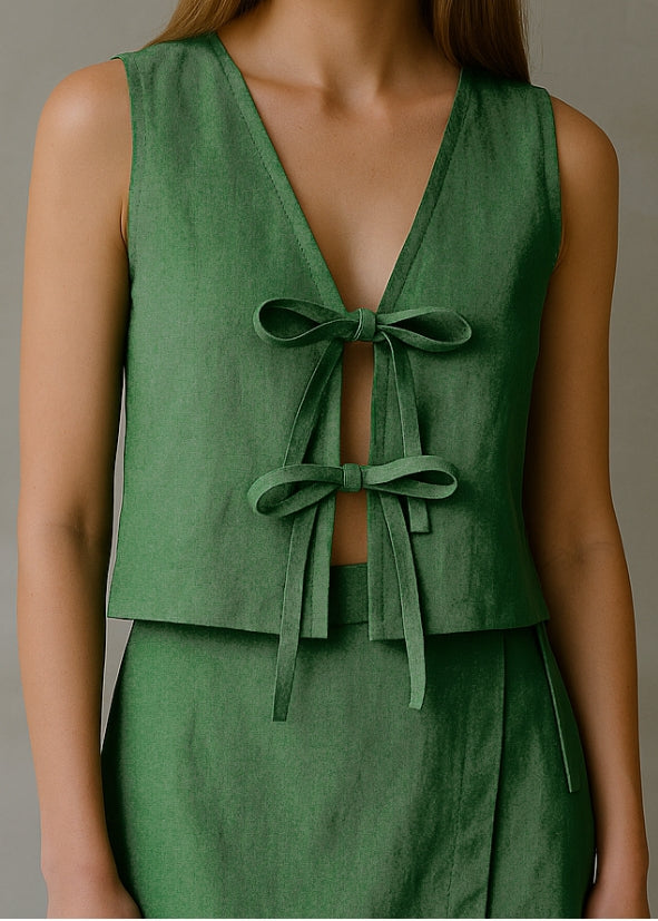 Linen Wrap Skirt - Emerald Green