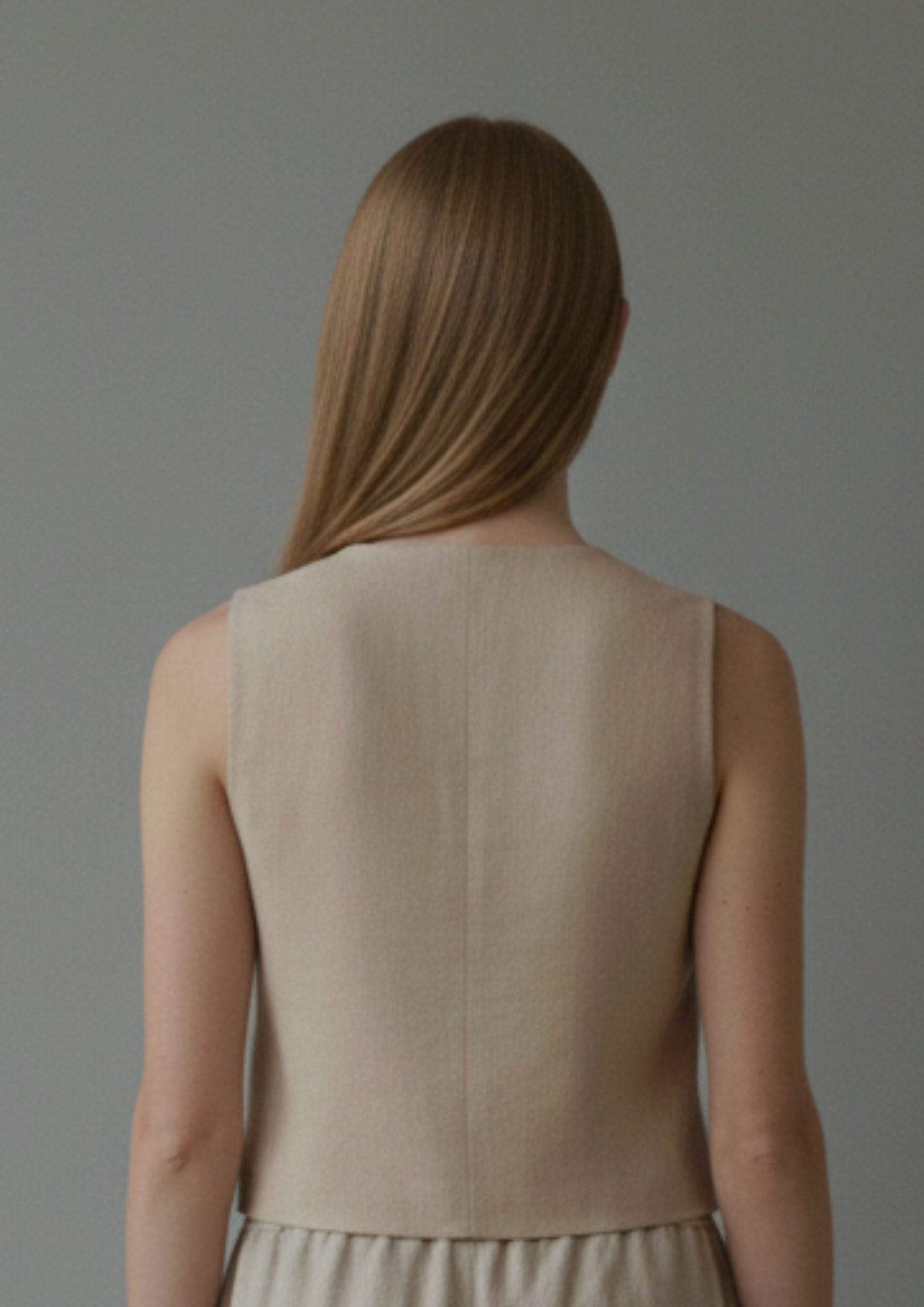 Linen Tie Front Vest - Beige