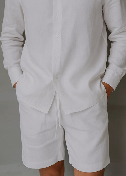 Men's Linen Shorts - White