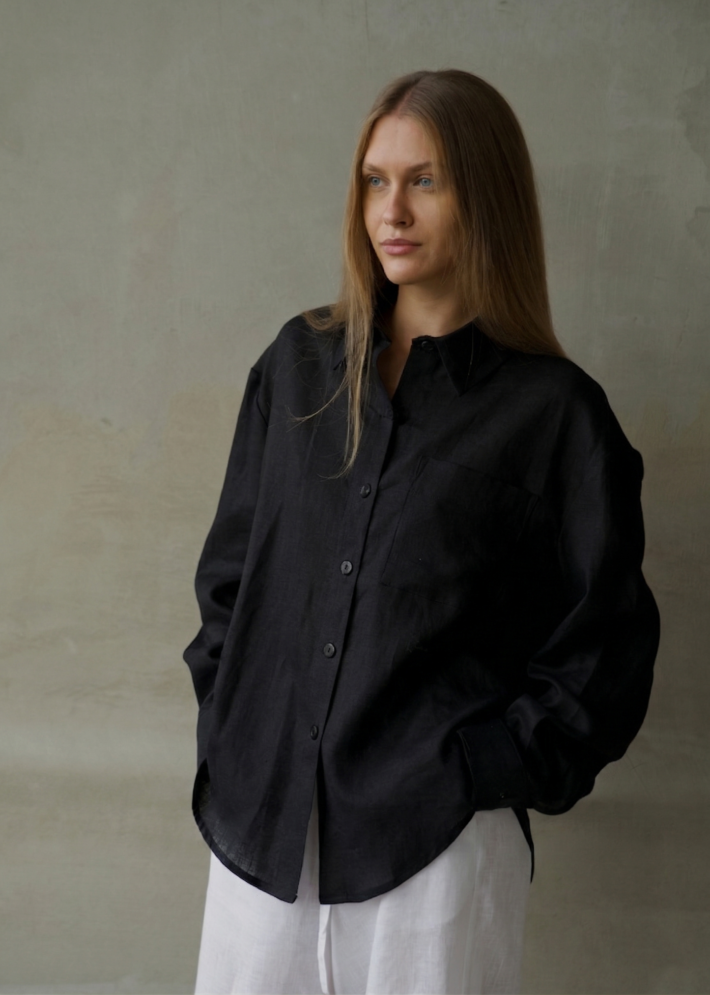 Oversized Linen Shirt - Black