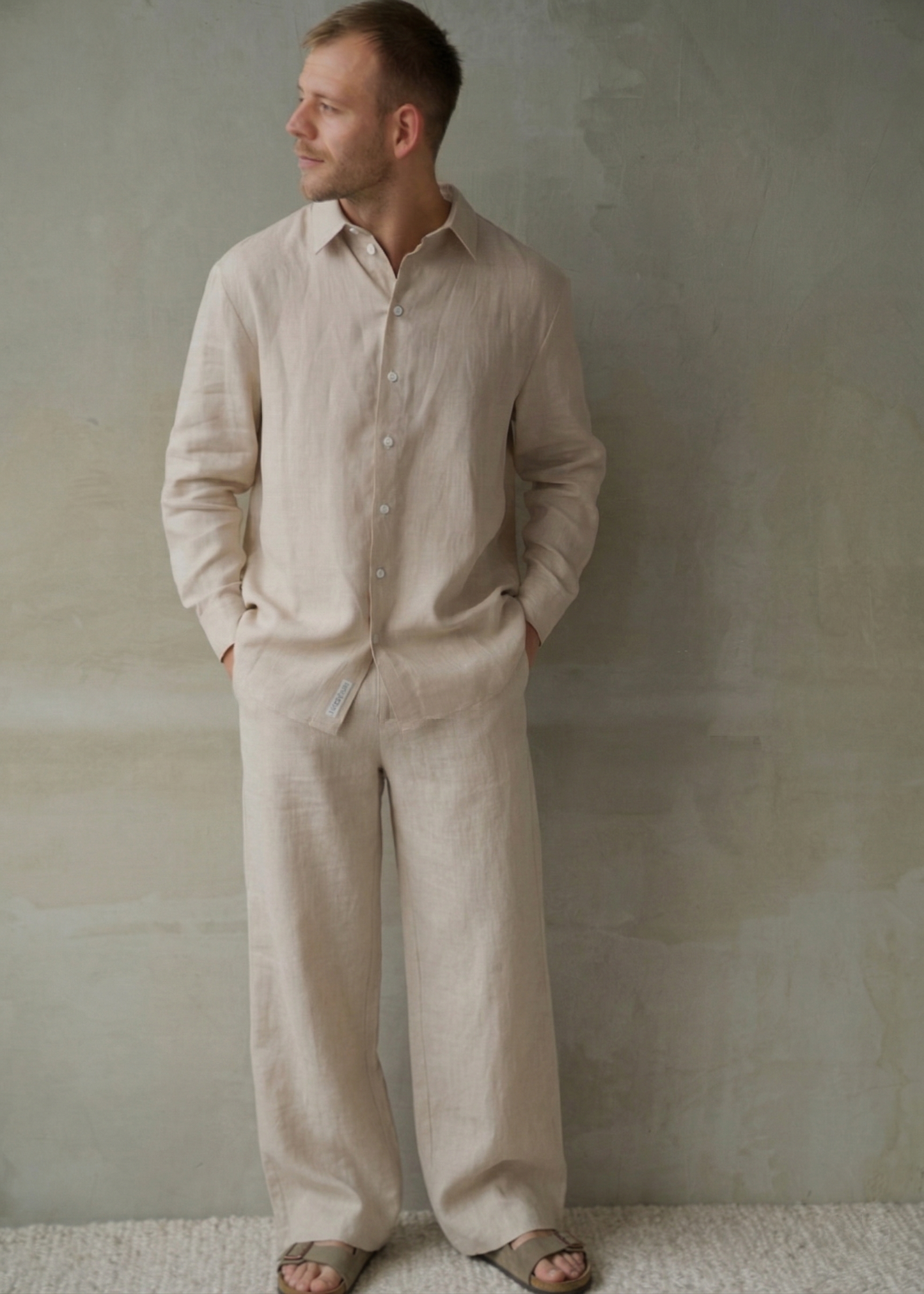 Men's Linen Pants - Beige