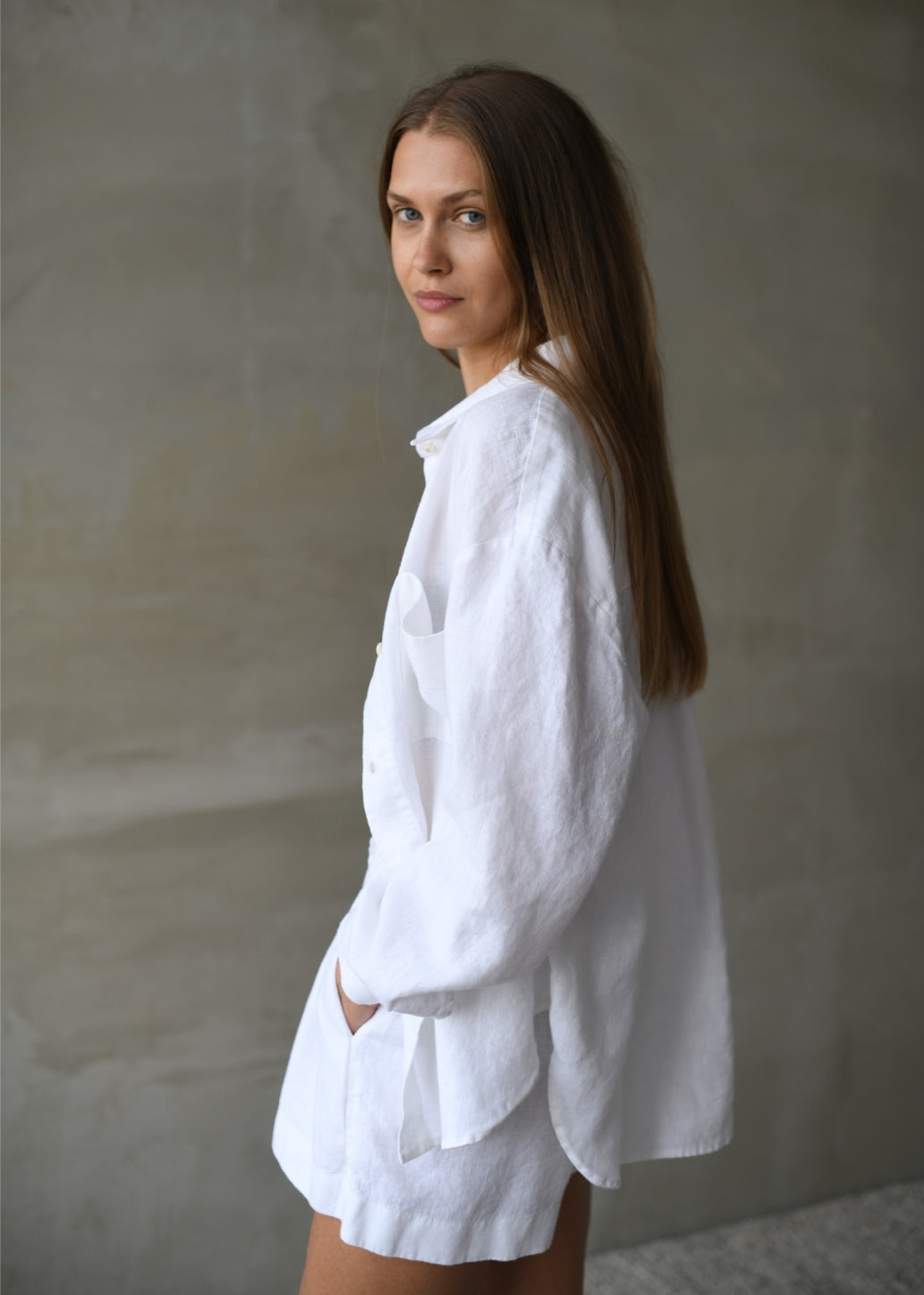 Oversized Linen Shirt - White