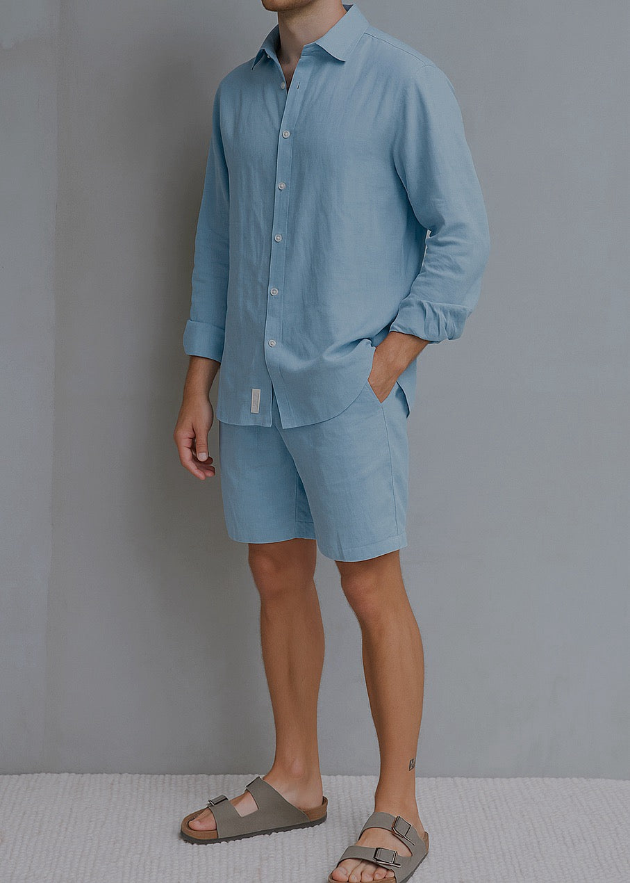 Men's Linen Shirt - Blue