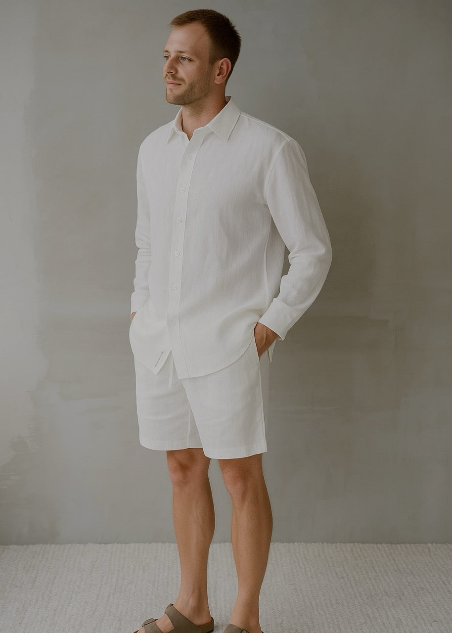 Men's Linen Shorts - White