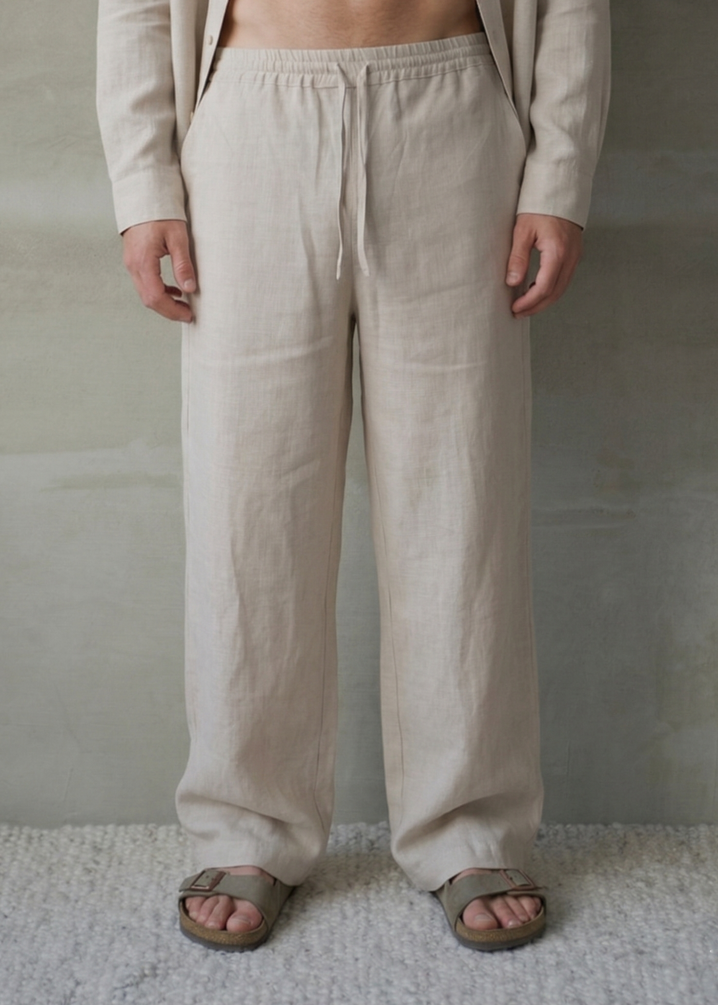 Men's Linen Pants - Beige