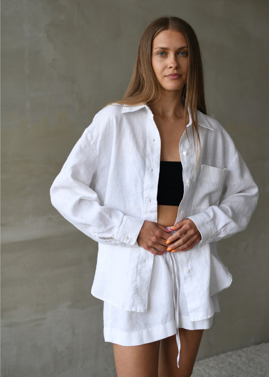 Oversized Linen Shirt - White