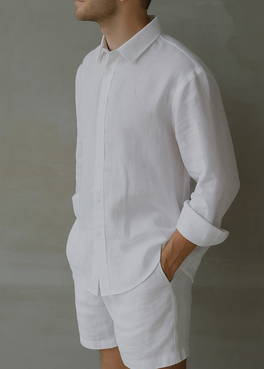 Men's Linen Shorts - White
