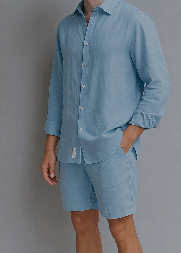 Men's Linen Shirt - Blue