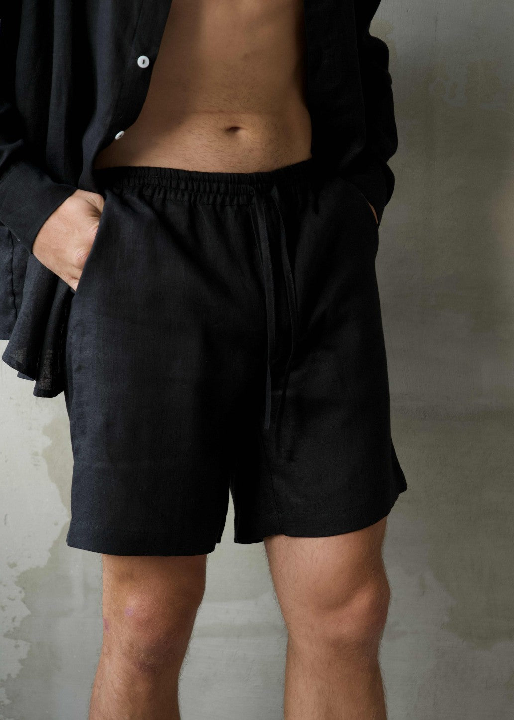 Men's Linen Shorts - Black