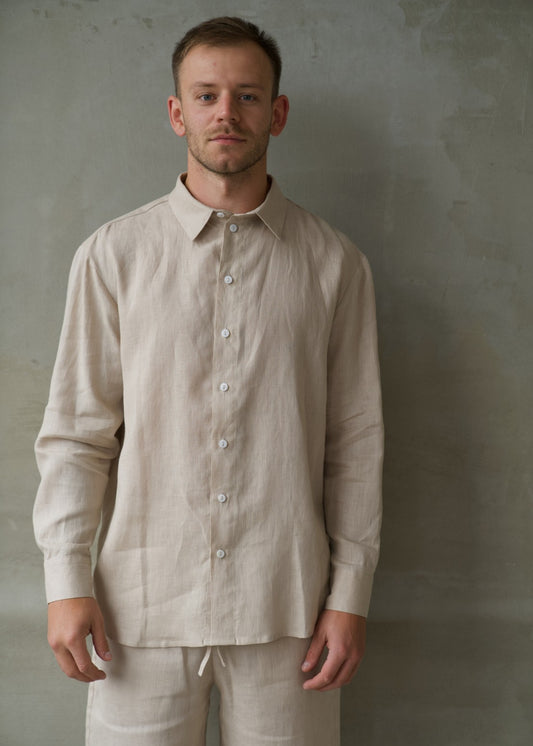 Men's Linen Shirt - Beige