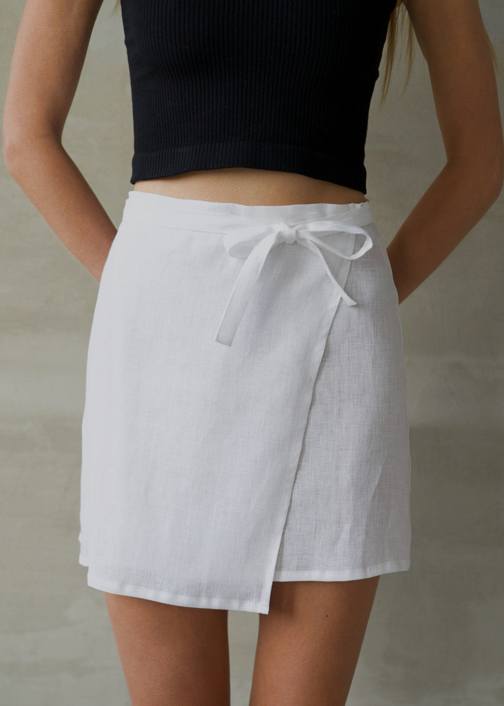 Linen Wrap Skirt - White