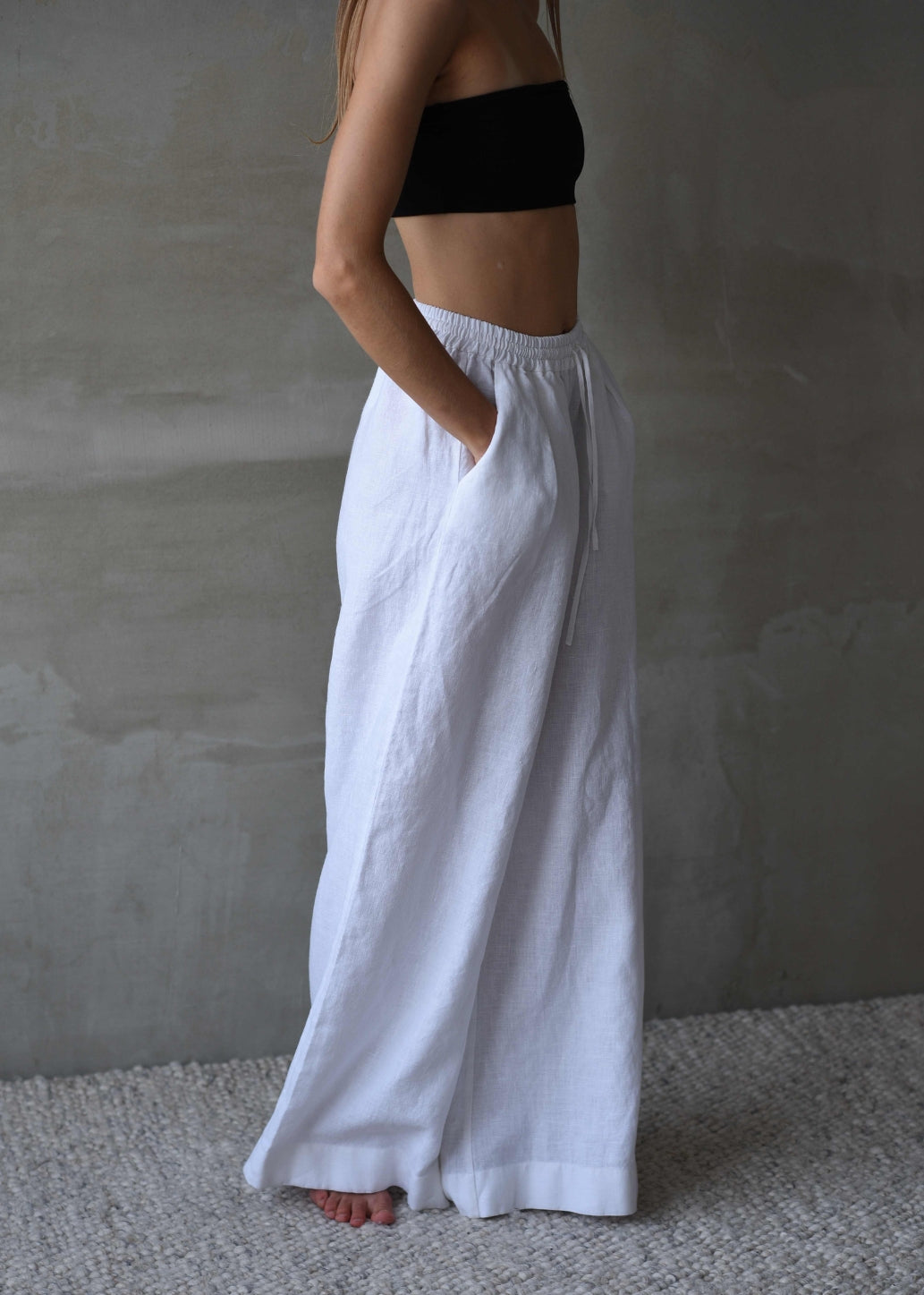 Linen Lounge Pants - White